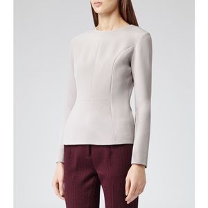 REISS EMILY CREPE TOP STONE (NATURAL)